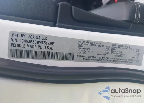 2021 Jeep Grand Cherokee 80Th Anniversary 4X2 z USA, uszkodzony, nr VIN 1C4RJEBG9MC517295